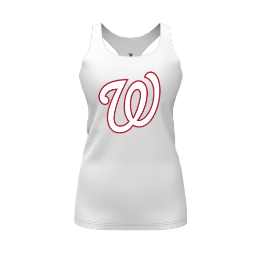 [CUS-DFW-RCBK-PER-WHT-FYS-LOGO2] Racerback Tank Top (Female Youth S, White, Logo 2)