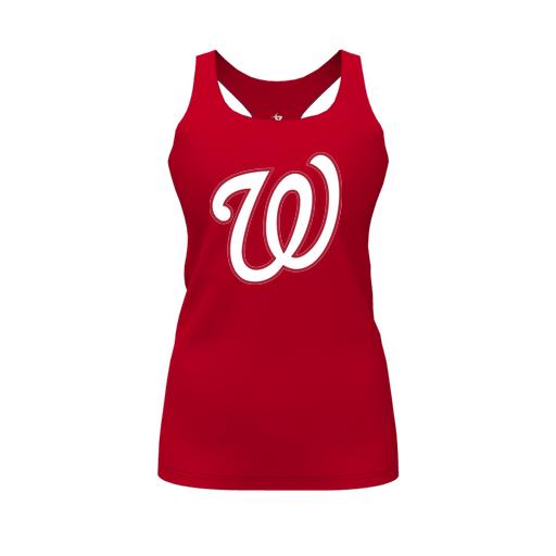[CUS-DFW-RCBK-PER-RED-FYS-LOGO2] Racerback Tank Top (Female Youth S, Red, Logo 2)