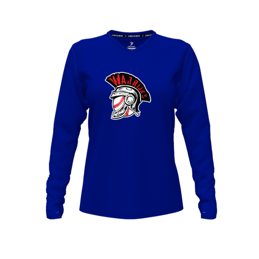 [CUS-DFW-TEES-CMF-VNK-LSL-RYL-FYXS-LOGO1] Comfort T-Shirt (Female Youth XS, Royal, V Neck, Logo 1, Long Sleeve)