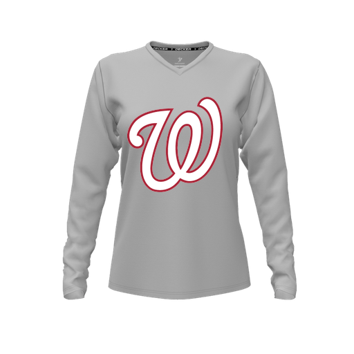 [FTLVCFGY-FYXS-LOGO2] Decker Comfort T-Shirt (Female Youth XS, Gray, V Neck, Logo 2, Long Sleeve)