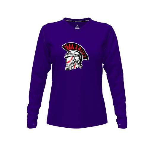 [CUS-DFW-TEES-CMF-VNK-LSL-PUR-FYXS-LOGO1] Comfort T-Shirt (Female Youth XS, Purple, V Neck, Logo 1, Long Sleeve)