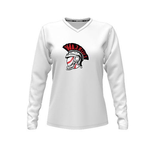 [CUS-DFW-TEES-PER-VNK-LSL-WHT-FYXS-LOGO1] Performance T-Shirt (Female Youth XS, White, V Neck, Logo 1, Long Sleeve)