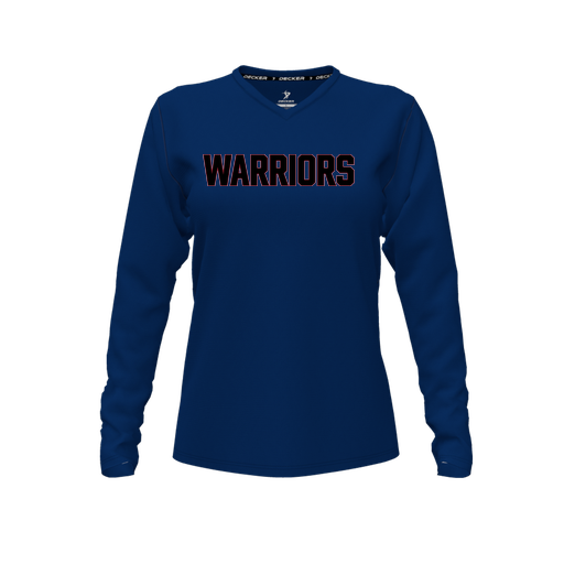 [CUS-DFW-TEES-PER-VNK-LSL-NVY-FYXS-LOGO3] Performance T-Shirt (Female Youth XS, Navy, V Neck, Logo 3, Long Sleeve)