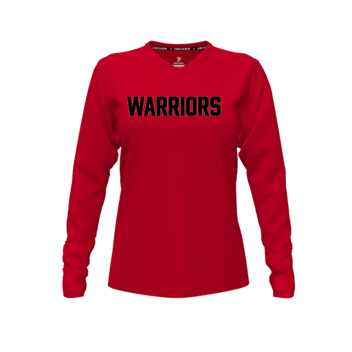 [CUS-DFW-TEES-PER-VNK-LSL-RED-FYXS-LOGO3] Performance T-Shirt (Female Youth XS, Red, V Neck, Logo 3, Long Sleeve)