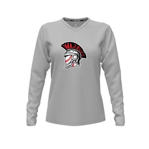 [FTLVPTGY-FYXS-LOGO1] Decker Performance T-Shirt (Female Youth XS, Gray, V Neck, Logo 1, Long Sleeve)