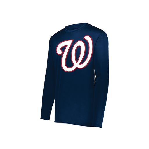 [222823.065.S-LOGO2] Youth LS Smooth Sport Shirt (Youth S, Navy, Logo 2)
