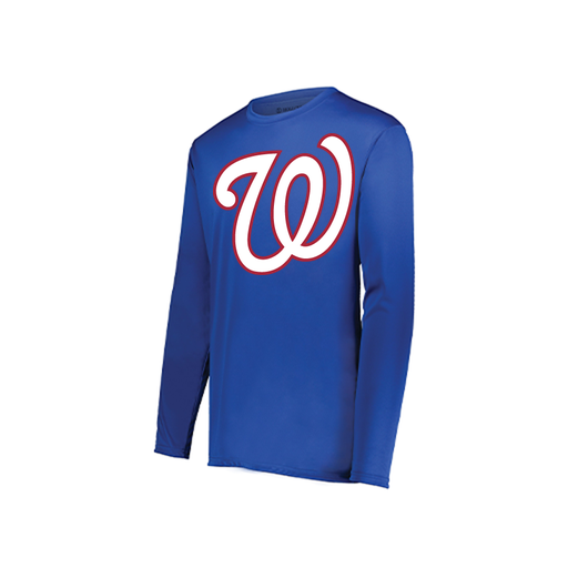[222823.060.S-LOGO2] Youth LS Smooth Sport Shirt (Youth S, Royal, Logo 2)