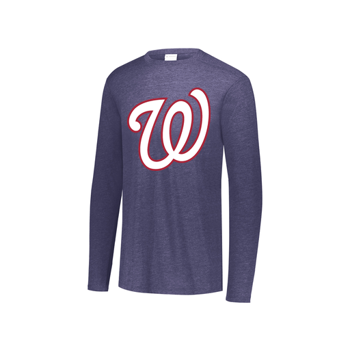 [3076.72N.S-LOGO2] Youth LS Ultra-blend T-Shirt (Youth S, Navy, Logo 2)