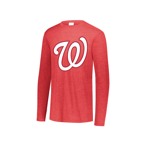 [FTLCUBRD-YS-LOGO2] Decker Youth Tri-Blend T-Shirt - Long Sleeve (Youth S, Red, Logo 2)