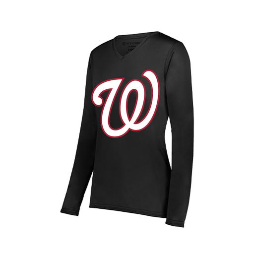 [222824.080.S-LOGO2] Ladies LS Smooth Sport Shirt (Female Adult S, Black, Logo 2)
