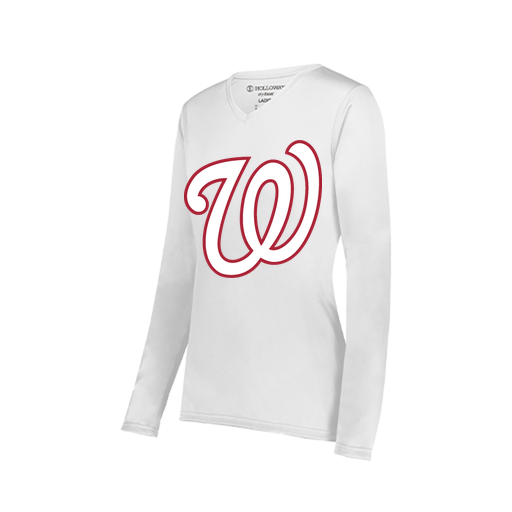 [222824.005.S-LOGO2] Ladies LS Smooth Sport Shirt (Female Adult S, White, Logo 2)