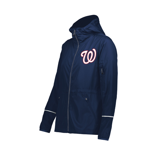 [229782.065.XS-LOGO2] Ladies Packable Full Zip Jacket (Female Adult XS, Navy, Logo 2)